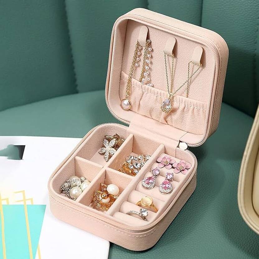 KUBERA CORPORATES Portable Travel Mini Jewelry Box Leather Jewellery Ring Organizer Jewellery Vanity Box