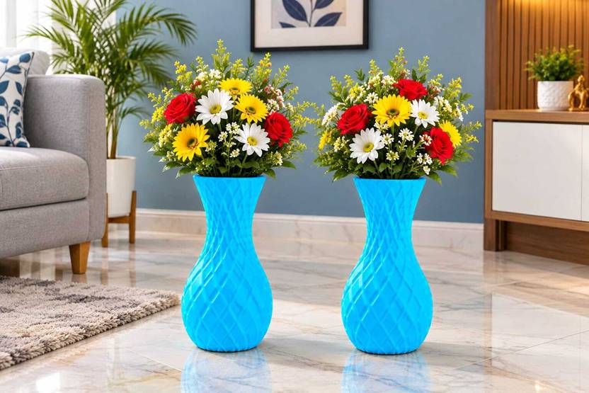 YKI Flower Vase Sky Blue Plastic Vase