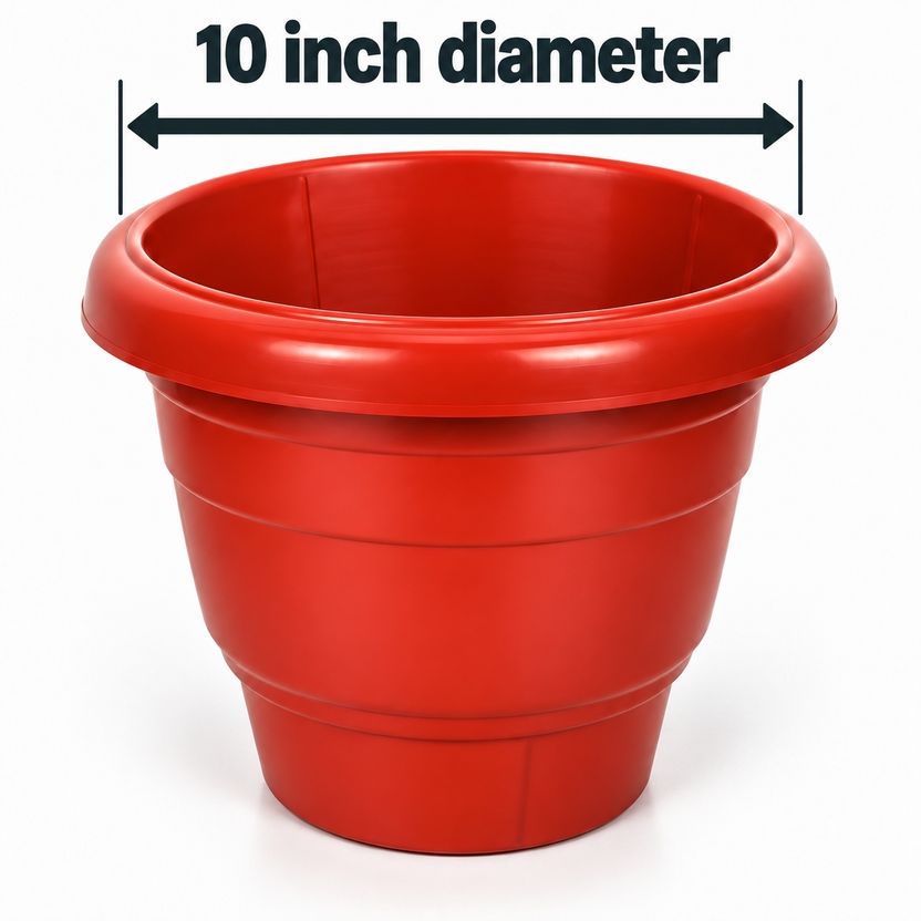 Greenvora Red Plastic Planters (Pack of 6) - Image 3
