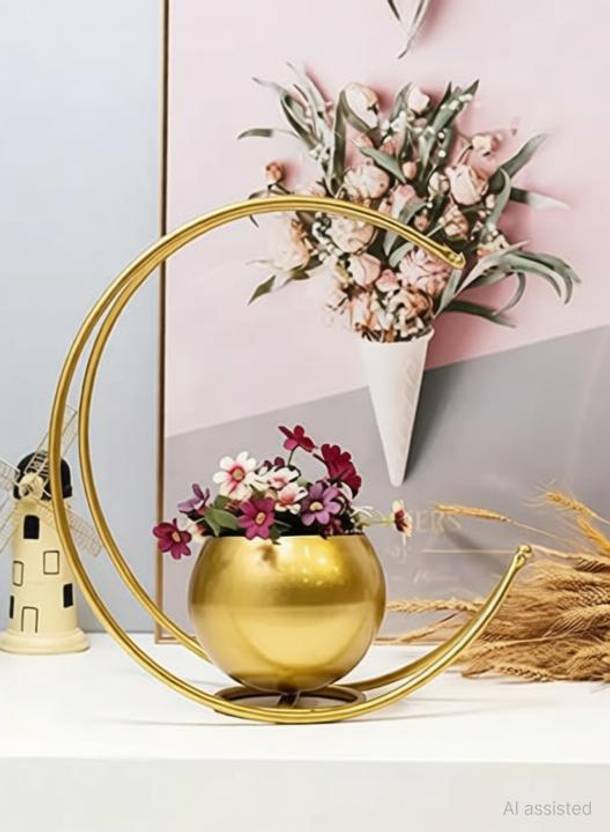 Appraise Home Impex Moon Shaped Metal Vase Colour Gold Iron Vase