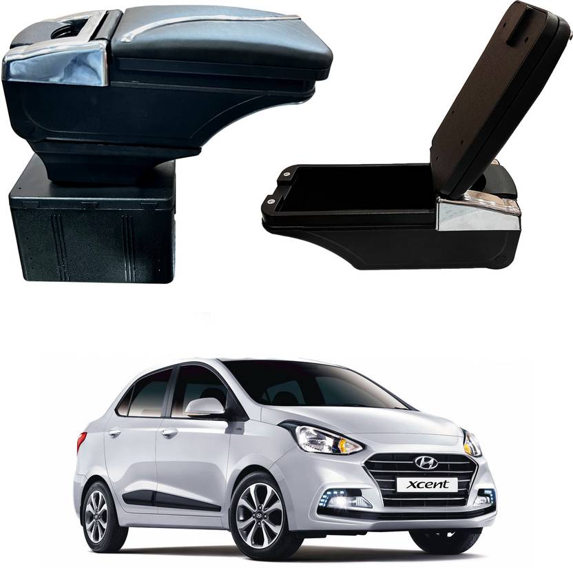 Oshotto PU Leather AR02 Car Armrest Console Box For Xcent Black Car