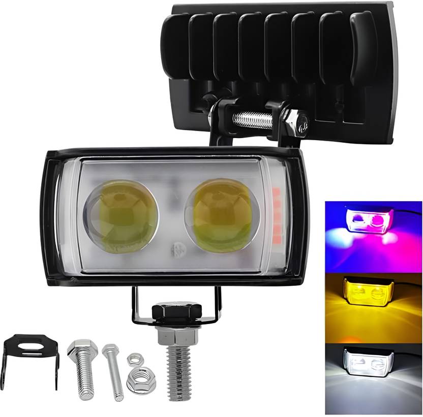CARMAZE Ultra Mini Double Lens Fog Light with yellow & White Fleshing Light Reflection Fog Lamp Motorbike, Car LED (12 V, 45 W)