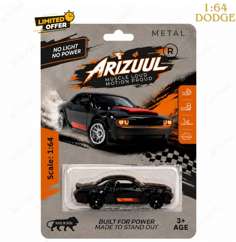 Arizuul 1:64 Dodge Challenger Hellcat Diecast Model Car – Realistic Mini Muscle Vehicle