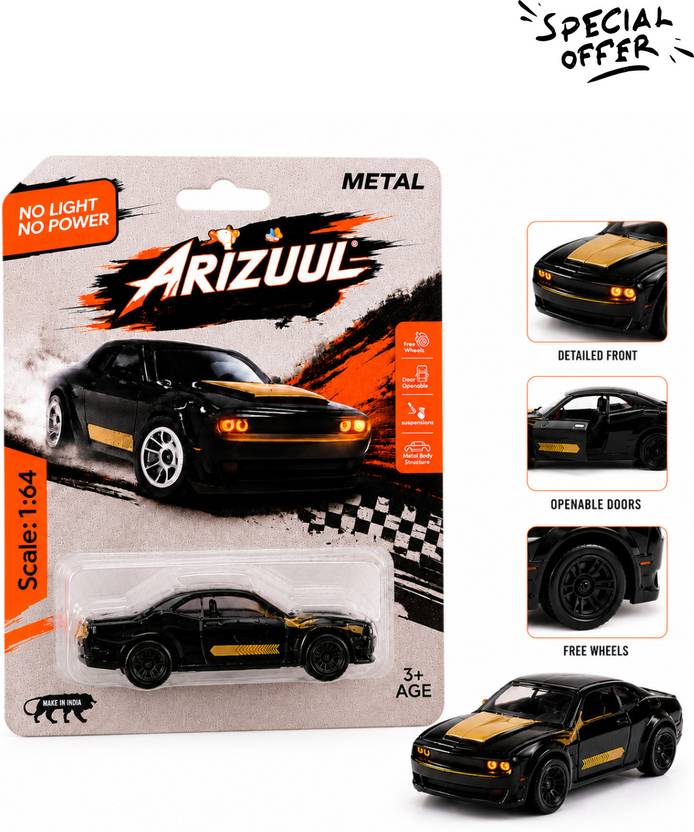 Arizuul Dodge Challenger Diecast Metal Model Car 1:64 Scale Kids Toy Collection