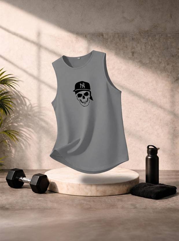 Boxman Printed Men Round Neck Grey T-Shirt