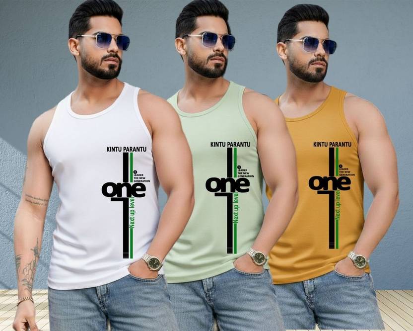 Lecowar Mens Printed Round Nack Casual Vest Men Vest