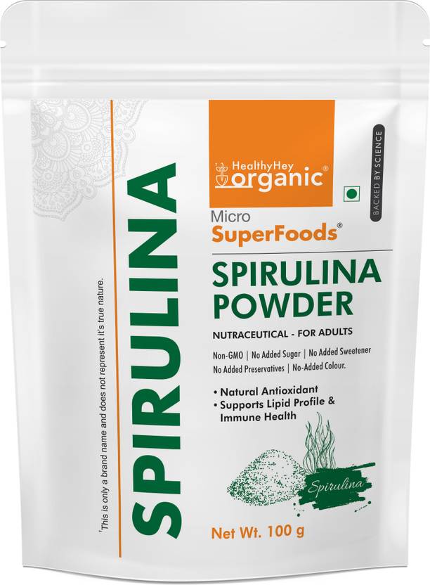 HealthyHey Organic Spirulina Powder Organic - Rich in Protein, Vitamins and Minerals 100gm