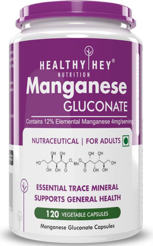 HealthyHey Nutrition Manganese Gluconate 120 Capsules Price in India Buy HealthyHey Nutrition
