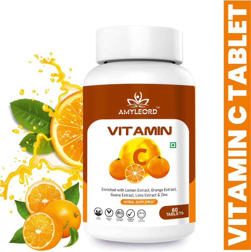 Amyleord Natural Vitamin C Tablet Amla ,orange Extract With Zinc For Immunity & Skincare