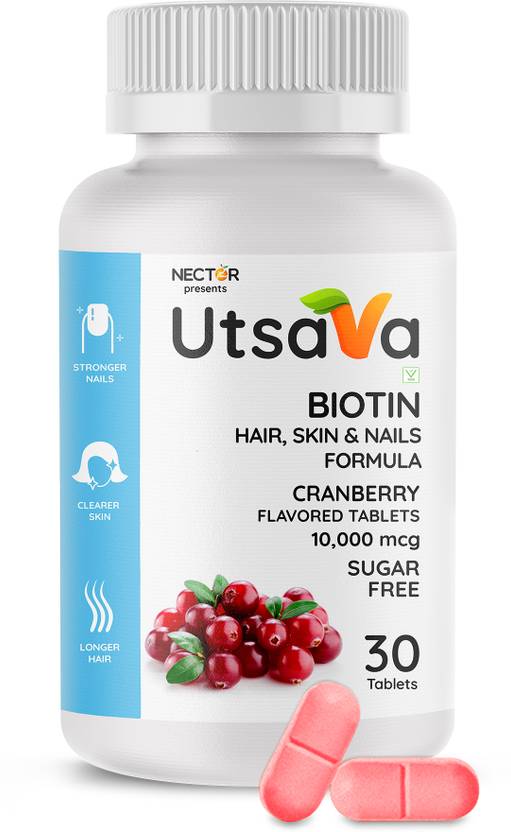 Nector Utsava Biotin Cranberry Sugar Free Chewable Tablets For Hair Skin Nails Price In India 