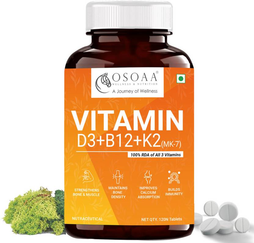 Osoaa Vitamin D3+K2+B12 Plant based Lichen Vitamin D3 Supplement