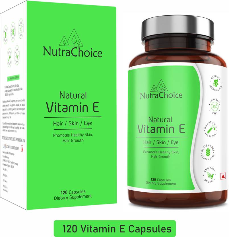 NutraChoice Vitamin E Capsules for Face and hair, Controls Wrinkling
