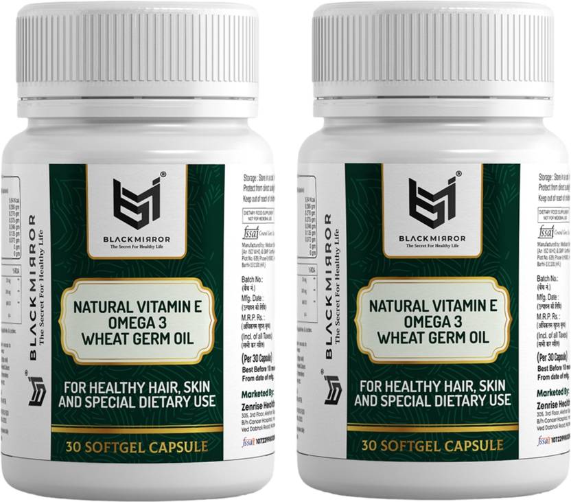 Black mirror Vitamin E 400 IU Omega 3 Wheat Germ Oil for face hair skin