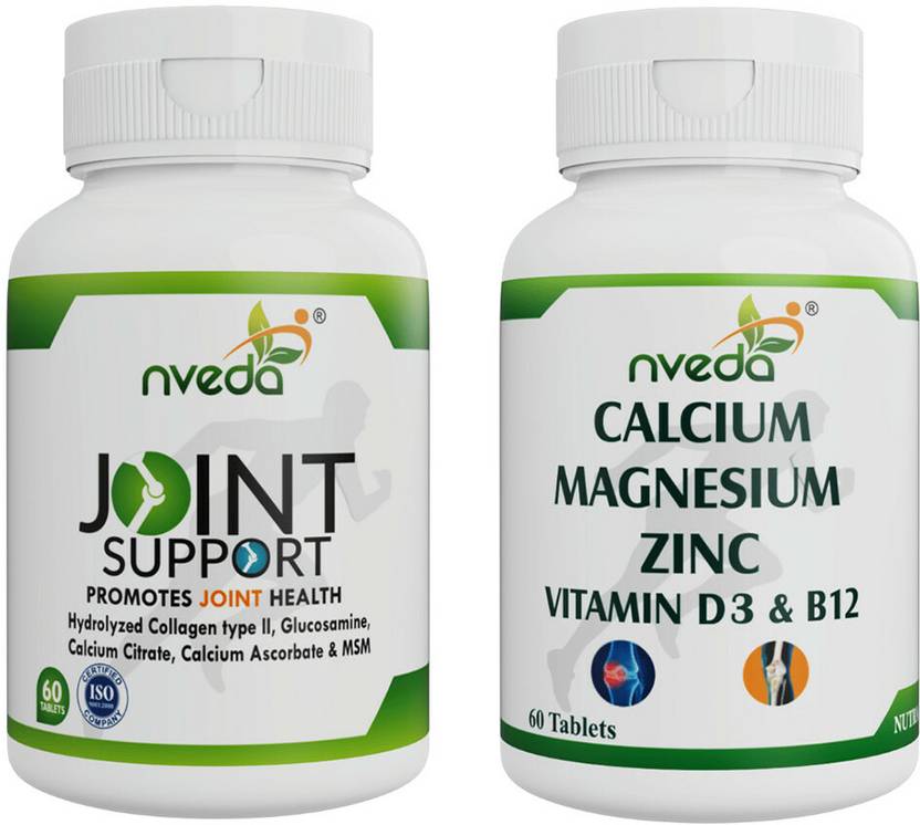 Nveda Combo Pack Joint Support 60 tabs & Calcium, Magnesium, Zinc, Vit