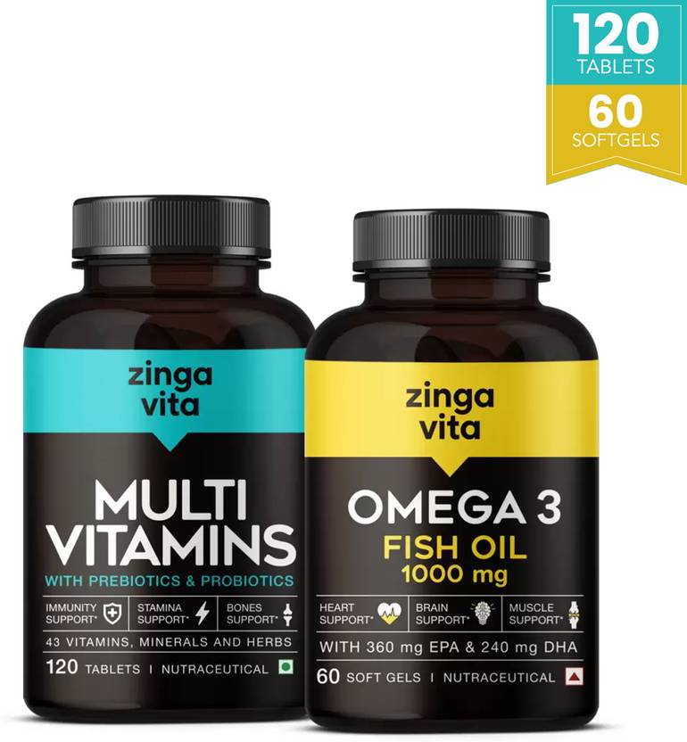 Zingavita Omega 3 Fish Oil Maximum Strength + Multivitamin Combo (60