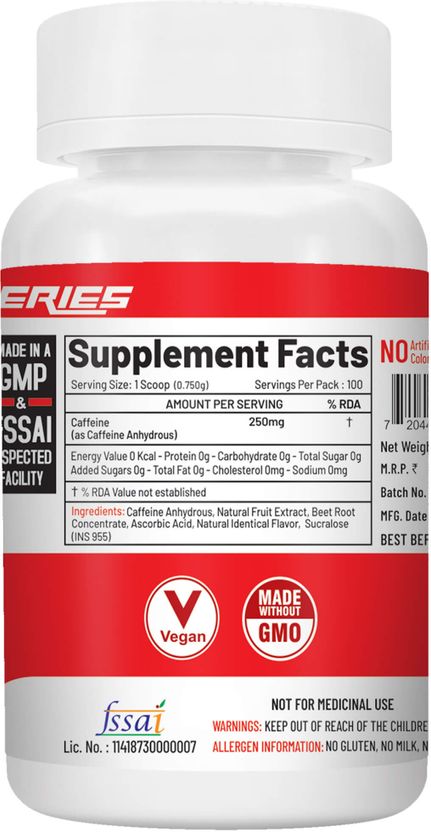 NutriJa Caffeine Powder Pre Workout 75g - Image 3