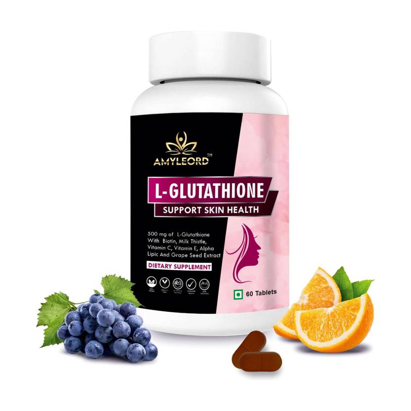 Amyleord L-Glutathione Tablet 1000mg with Vitamin C&E, Biotin, Grape Seed for Skin Glow