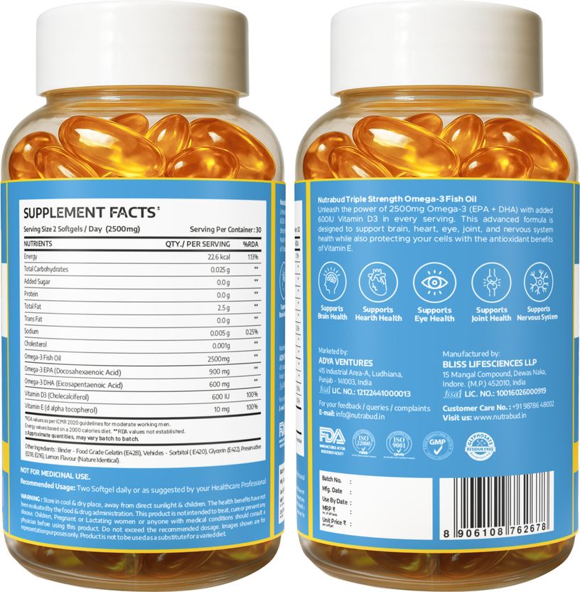 Nutrabud Omega 3 Fish Oil 2500mg 2.5g - Image 2