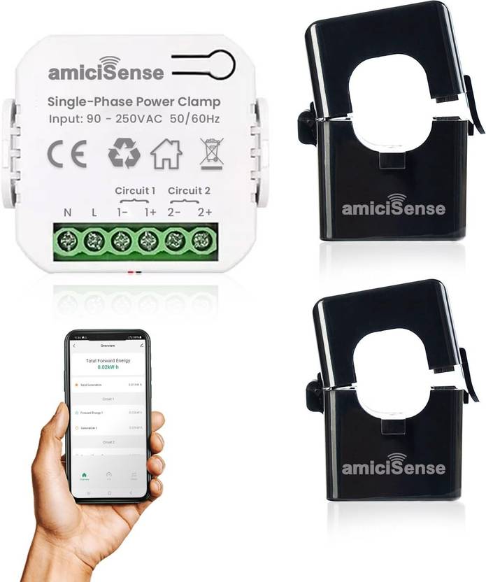 amiciSense WIFI BiDirectional Energy Meter with 2 * 200A CT RealTime