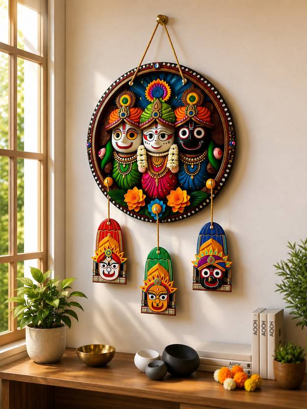 Navyaksh kala Lord Jagannath Wall Hanging for Home Decor | Jagannath Puri Wooden Decorative
