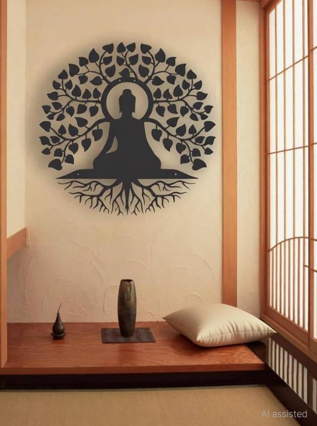 TNQ Buddha Design Metal Wall Art Decor for Living room, Bedroom, Kitchen, office