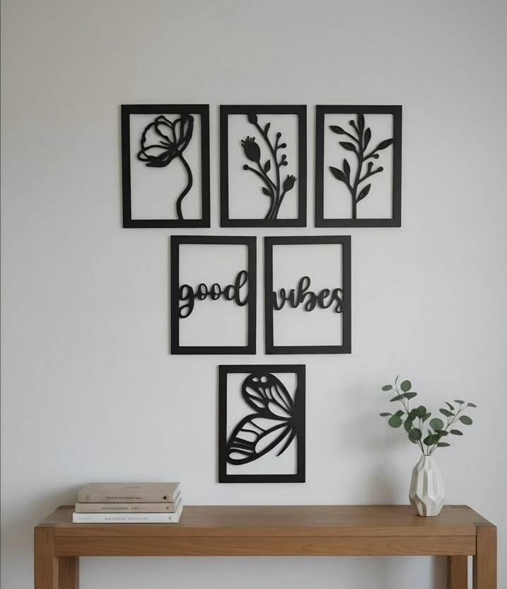 A3 BOX Wooden Home Wall Decor Hangings Living Room, Bedroom, Kitchen, Office Pack of 6