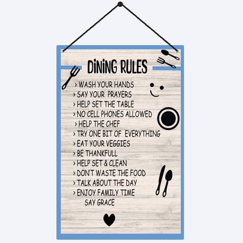 Home Delight Dining Rules Wooden Wall Hanging for Kitchen Home Decoration Items| Gift Items
