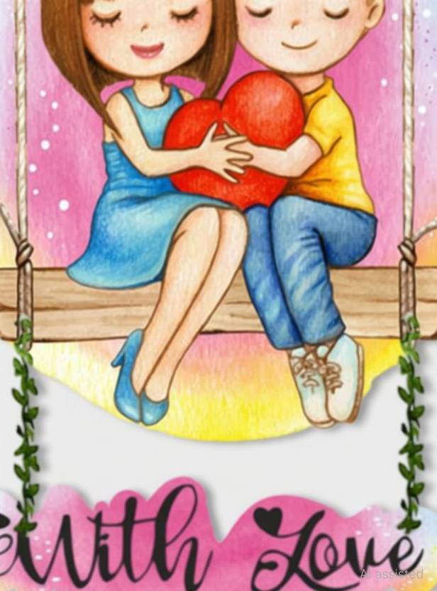 Artvibes Cute Couple Wall Hanging For Home Decor | Gifts For Valentine's Day (WH_8303N)