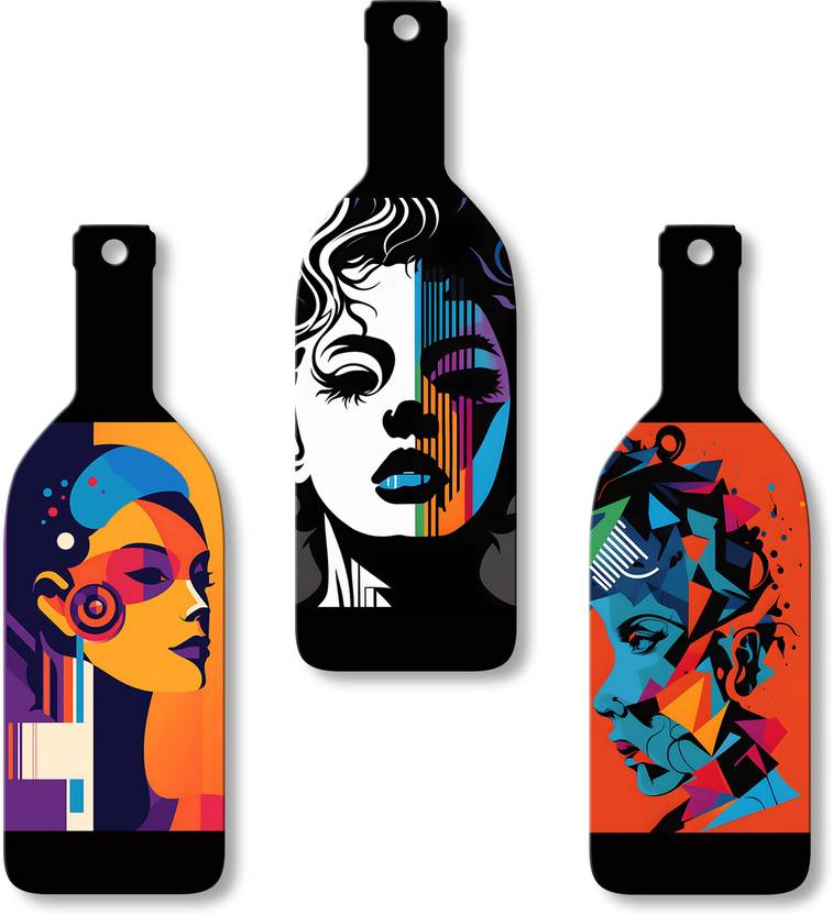 Artvibes Modern Abstract Art Portrait Wooden Wall Hanging for Home Livingroom (WH_9509N)