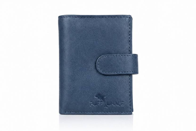 PUFF WHALE Men & Women Casual, Formal, Evening/Party, Travel, Trendy, Ethnic Blue Genuine Leather Wallet