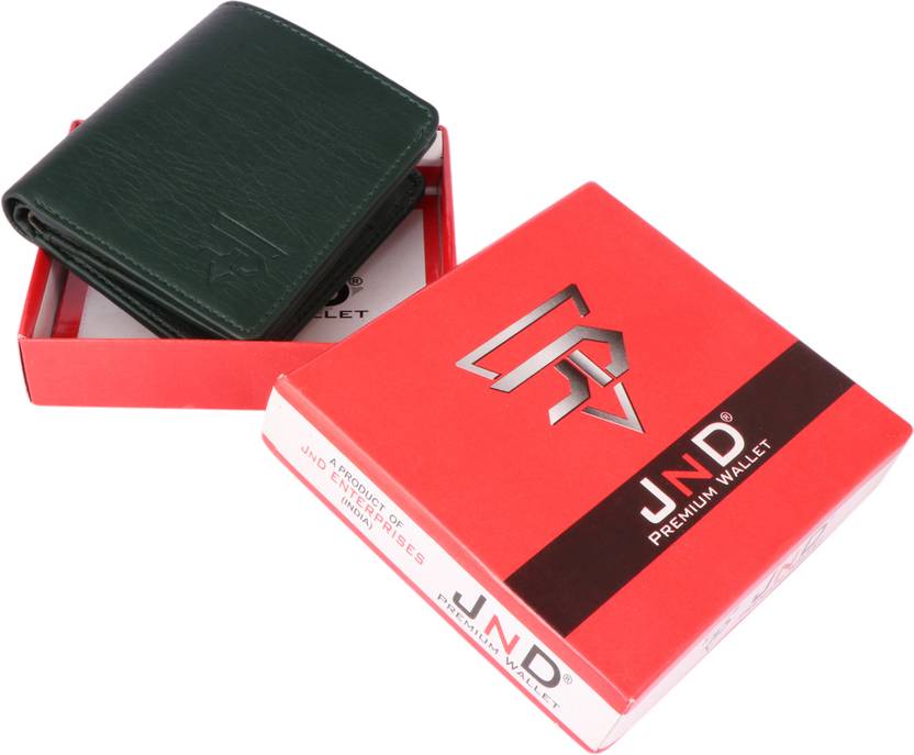JND Men Casual Green Genuine Leather Wallet