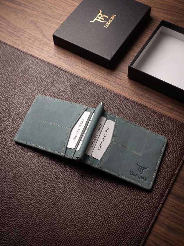 takhorn Men Blue Genuine Leather RFID Wallet - Image 3