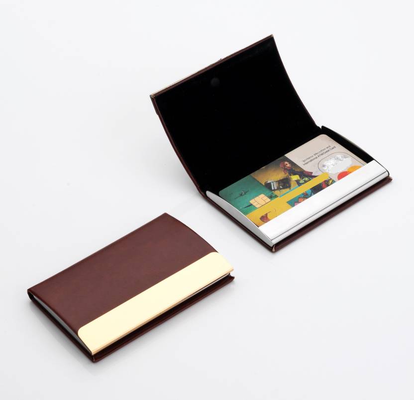 SZN Men & Women Formal Brown Genuine Leather Card Holder