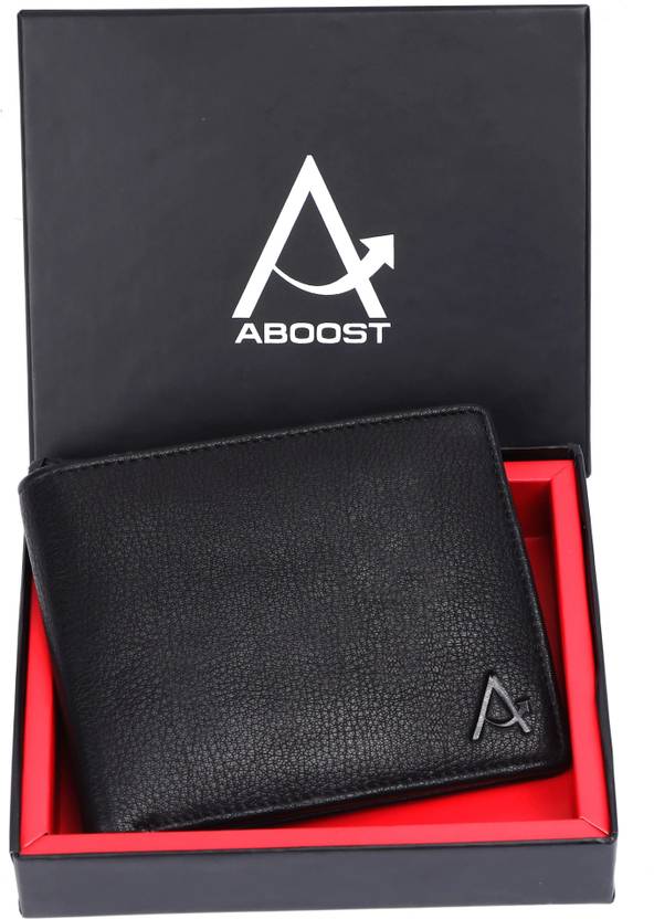 ABOOST Men Formal Black Genuine Leather RFID Wallet