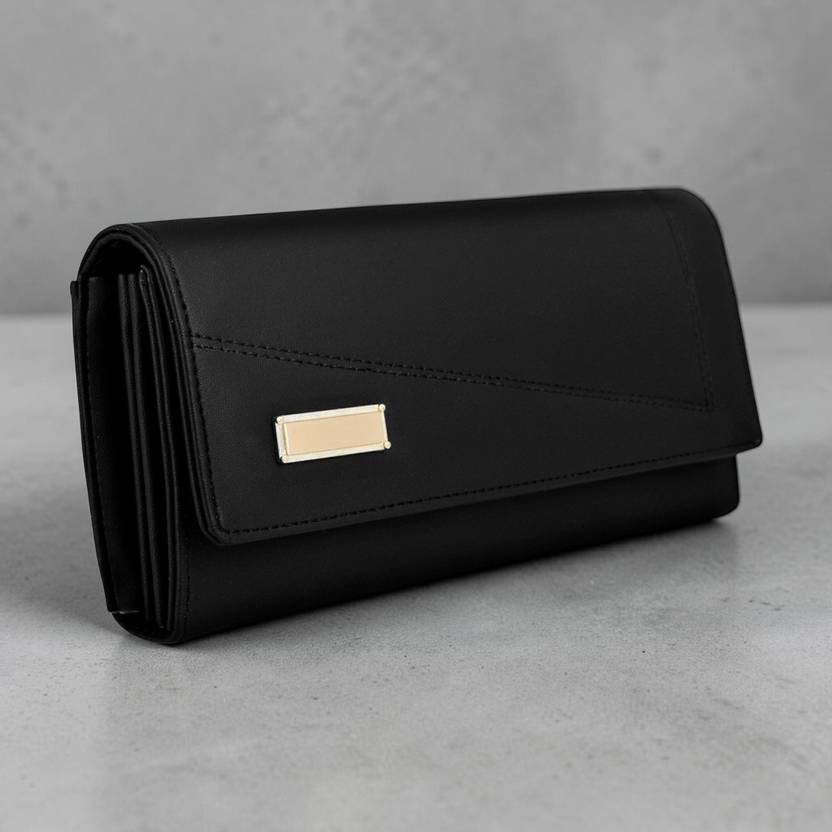 ALSU Women Evening/Party, Casual, Formal, Trendy Black Artificial Leather Wallet