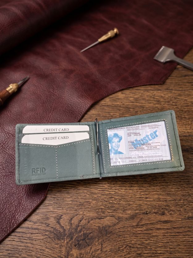 takhorn Men Blue Genuine Leather RFID Wallet - Image 2