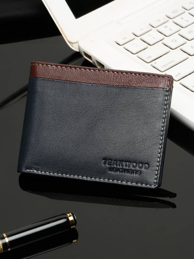 Teakwood Leathers Men Casual Blue Genuine Leather Wallet