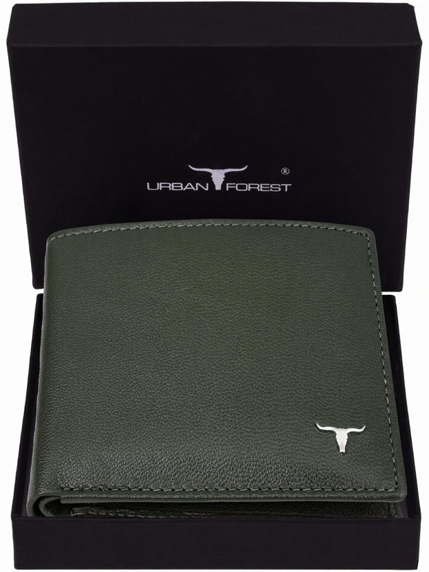 URBAN FOREST Men Green Leather RFID Wallet - Image 1