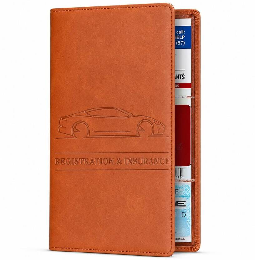 CAMPIO Vehicle RC Document Holder PU Leather Car Insurance Organizer