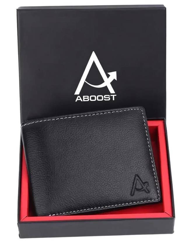 ABOOST Men Casual, Formal, Evening/Party, Travel, Trendy Black Genuine Leather Wallet