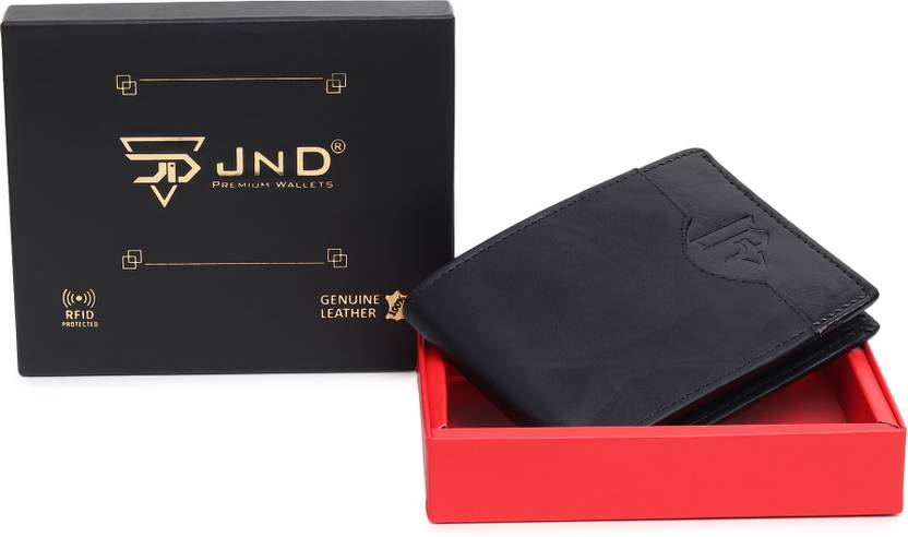 JND Men Casual Black Genuine Leather Wallet