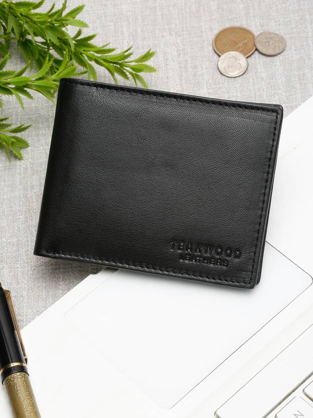 Teakwood Leathers Men Casual Black Genuine Leather RFID Wallet - Regular Size