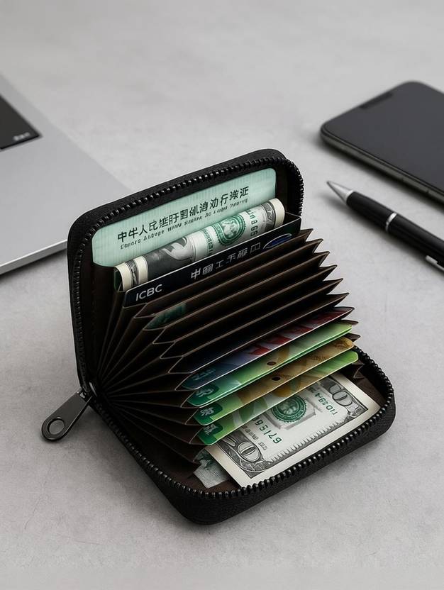KILLER Men Casual, Ethnic, Evening/Party, Travel Black Artificial Leather Card Holder