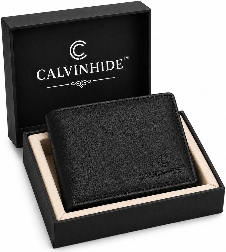 calvinhide Men Casual, Formal, Trendy Black Genuine Leather RFID Wallet