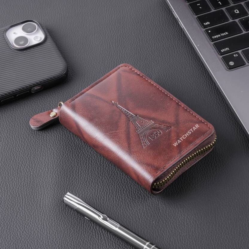watchstar Men & Women Trendy, Casual, Travel, Formal Khaki Genuine Leather Card Holder
