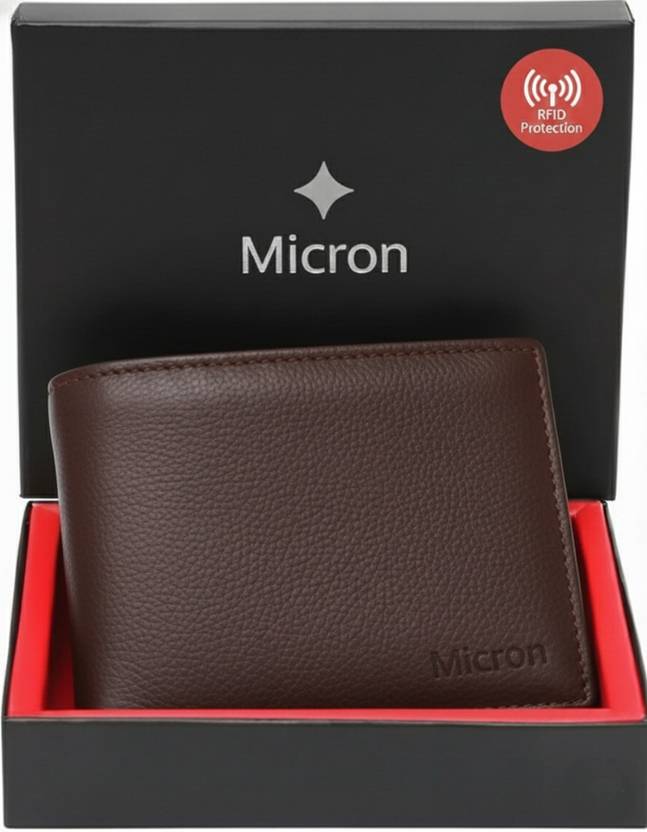 Micron Men & Women Formal, Casual, Travel, Trendy Brown Genuine Leather RFID  Wallet