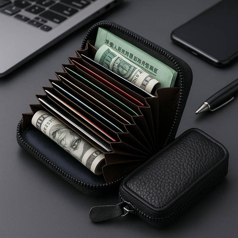 KILLER Men Casual, Ethnic, Evening/Party, Travel Black Artificial Leather Card Holder