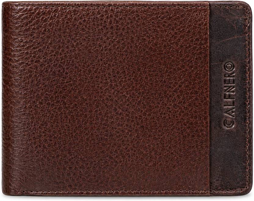 Calfnero Men Casual Brown Genuine Leather RFID  Wallet