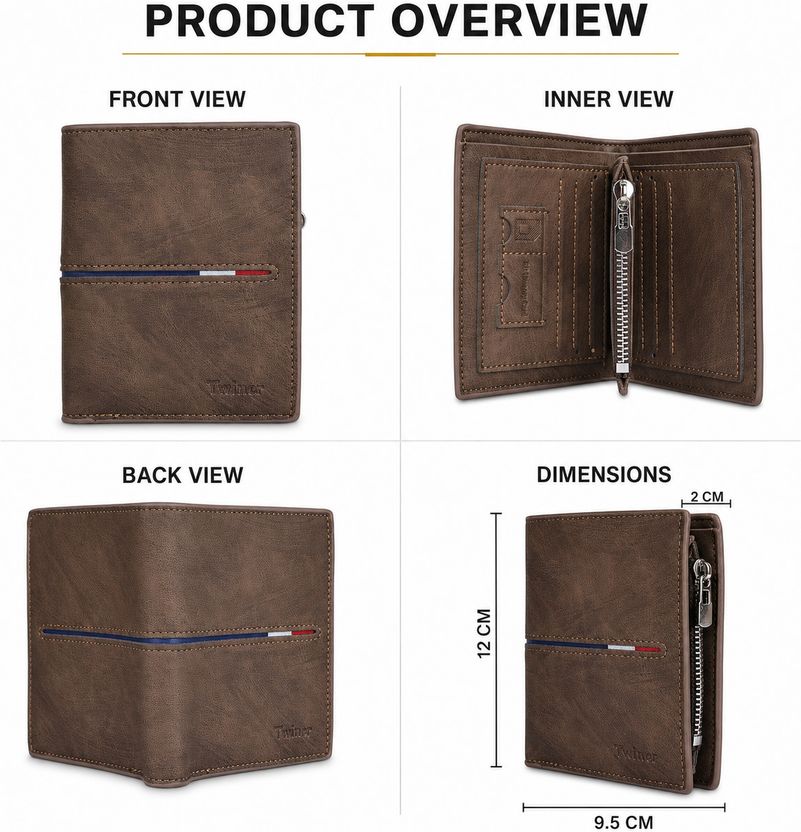 Twiner Men Brown Artificial Leather RFID Wallet - Image 3