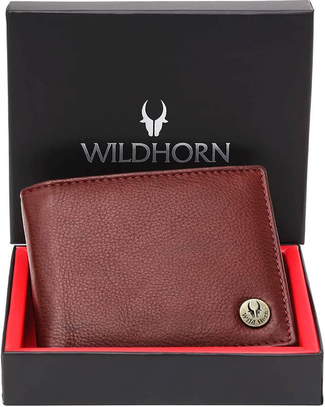 WILDHORN Men Casual, Formal Maroon Genuine Leather RFID  Wallet - Mini